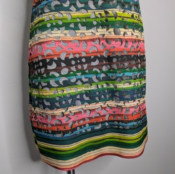 Desigual colorful rainbow laser cut knee length dress S - Picture 4 of 10